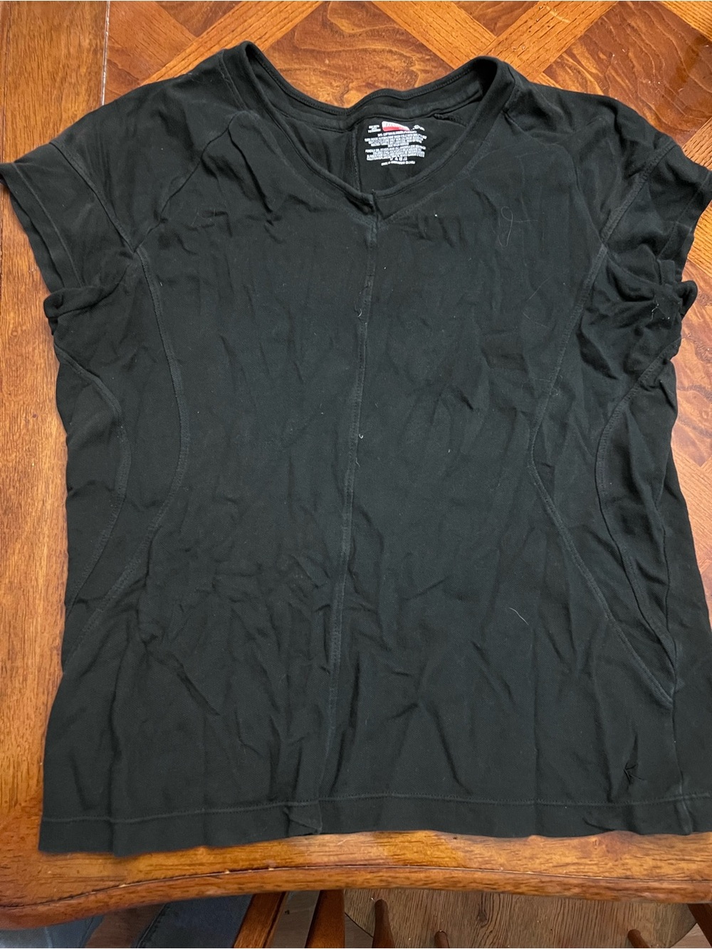Danskin Now Black Short Sleeve V-Neck Active Tee